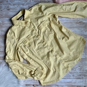 L.L. Bean Women’s Polka Dot Button Front Shirt | Yellow | Large